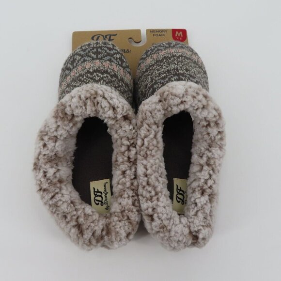 Dearfoams Women Medium 7-8 Multicolor Sweater Knit Memory Foam Slippers NEW - Picture 5 of 14